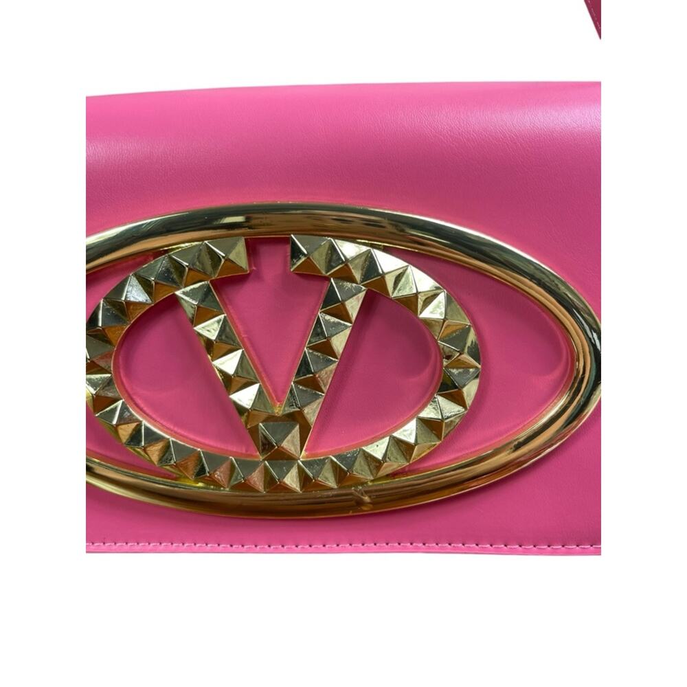 Designer Pink V Logo Shoulder Crossbody Bag - Picture 10 of 15